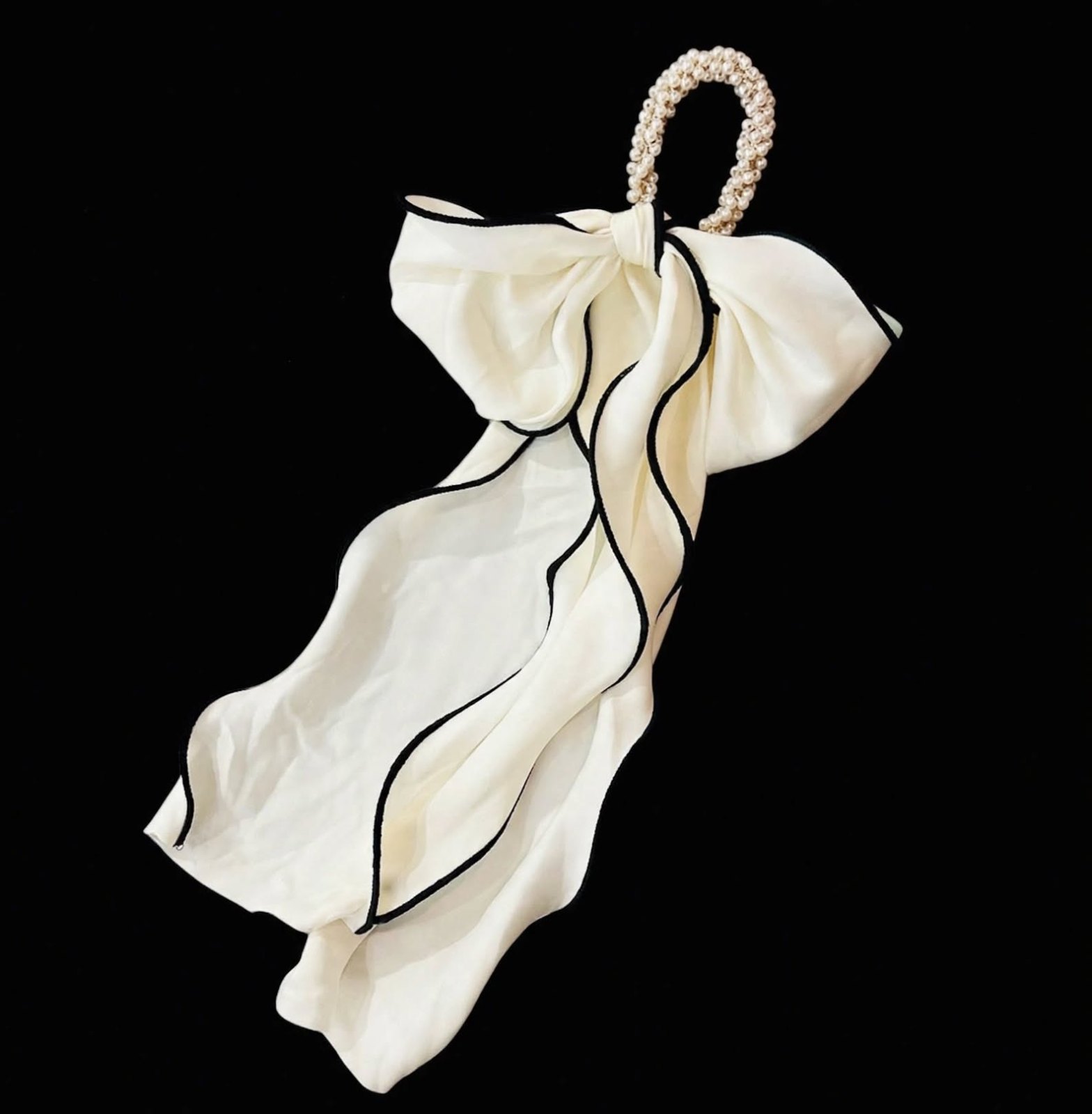 Cream Satin Bow Scarf