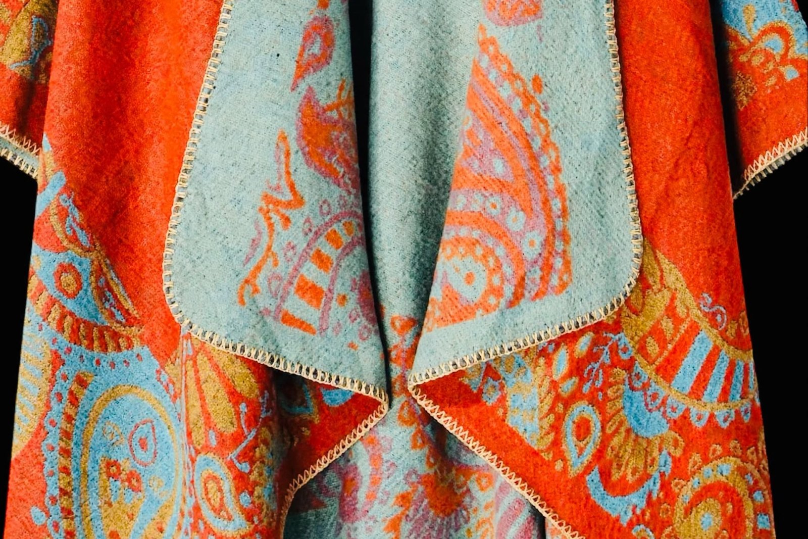 Orange & Teal Geometric Poncho